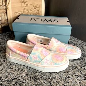 Toms Alpargata Slip On Candy Pink Tie Dye Canvas Sneaker Size 8 1/2 New
